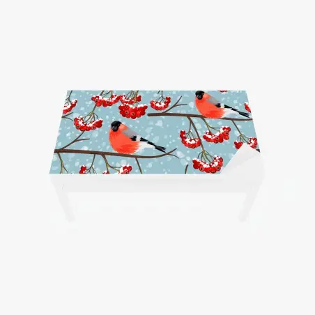 Chapa adhesiva para mesa y escritorio estampado de camachuelos y bayas invernales – Pixers®