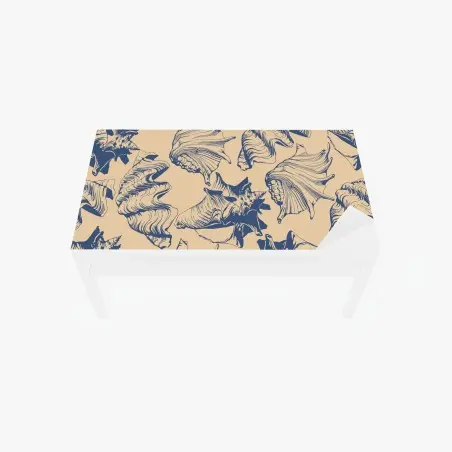 Chapa adhesiva para mesa y escritorio patrón de conchas marinas en tonos azul y beige – Pixers®
