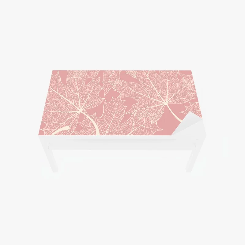 Chapa adhesiva para mesa y escritorio estampado de hojas esqueletizadas en rosa