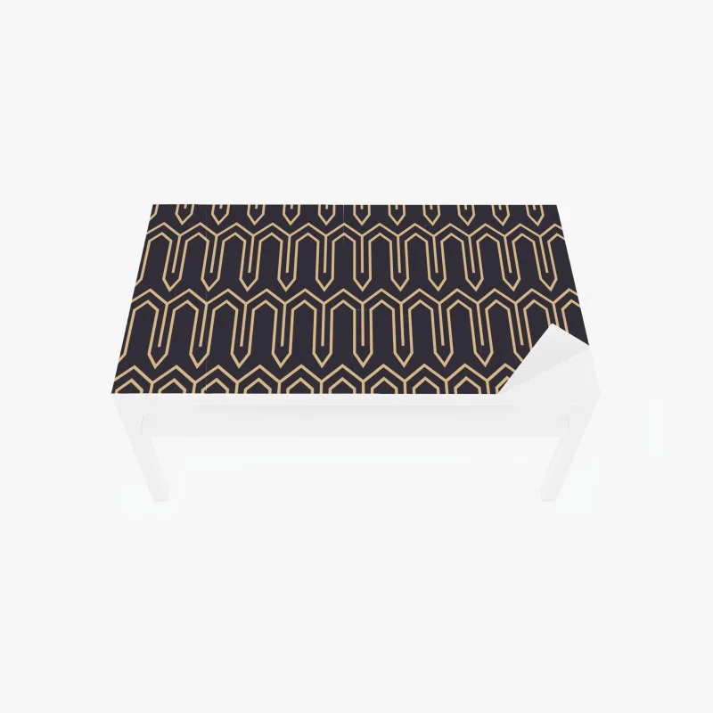 Chapa adhesiva para mesa y escritorio patrón geométrico art déco en negro y dorado