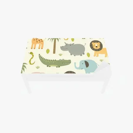 Chapa adhesiva para mesa y escritorio patrón safari de animales en tonos pastel – Pixers®