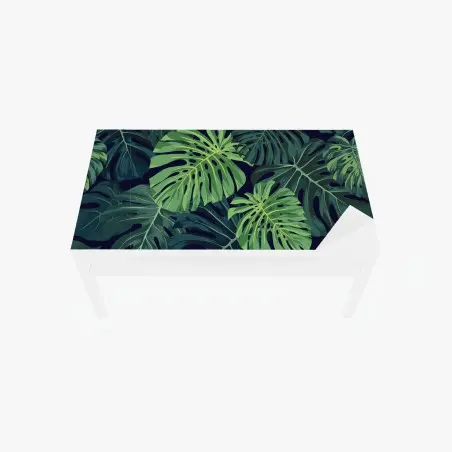 Chapa adhesiva para mesa y escritorio patrón tropical de hojas de monstera en tonos verdes – Pixers®