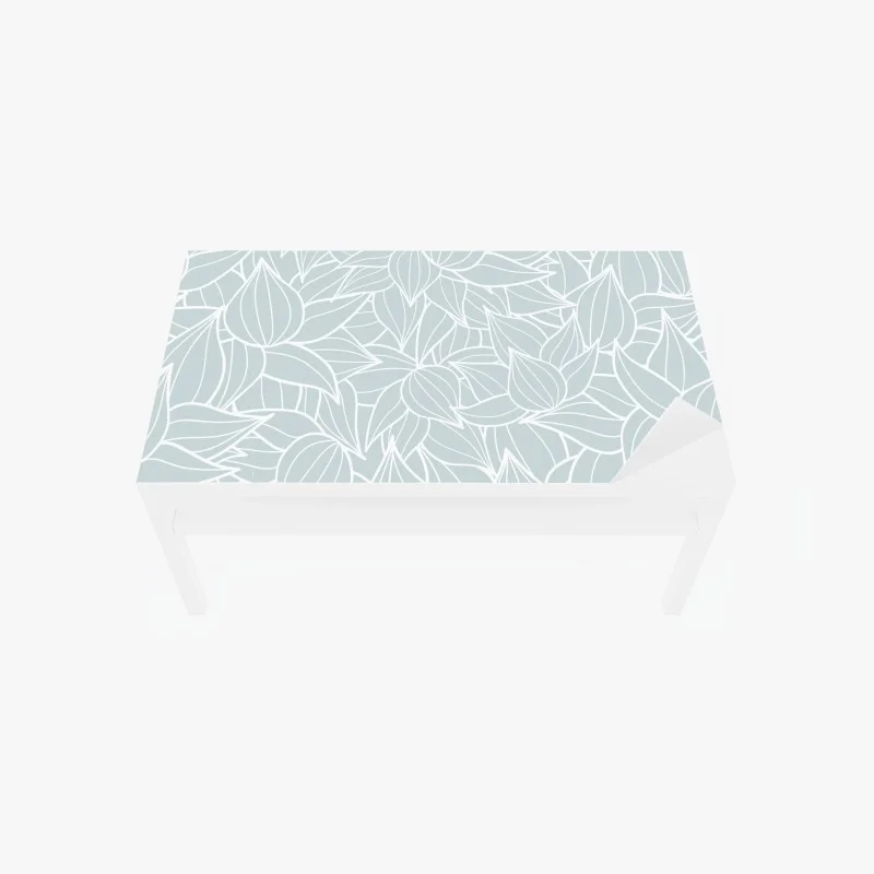 Chapa adhesiva para mesa y escritorio patrón botánico en azul suave y líneas blancas