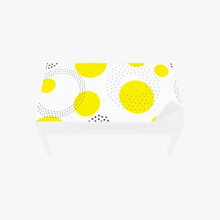Chapa adhesiva para mesa y escritorio patrón de círculos amarillos y puntos negros – Pixers®