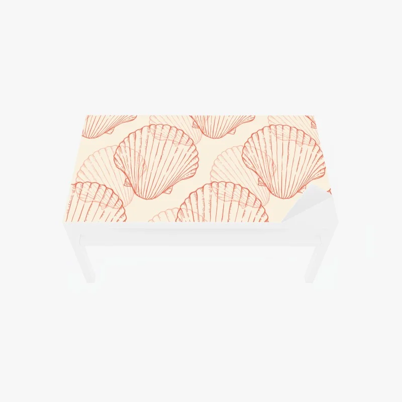Chapa adhesiva para mesa y escritorio patrón de conchas marinas en tonos coral