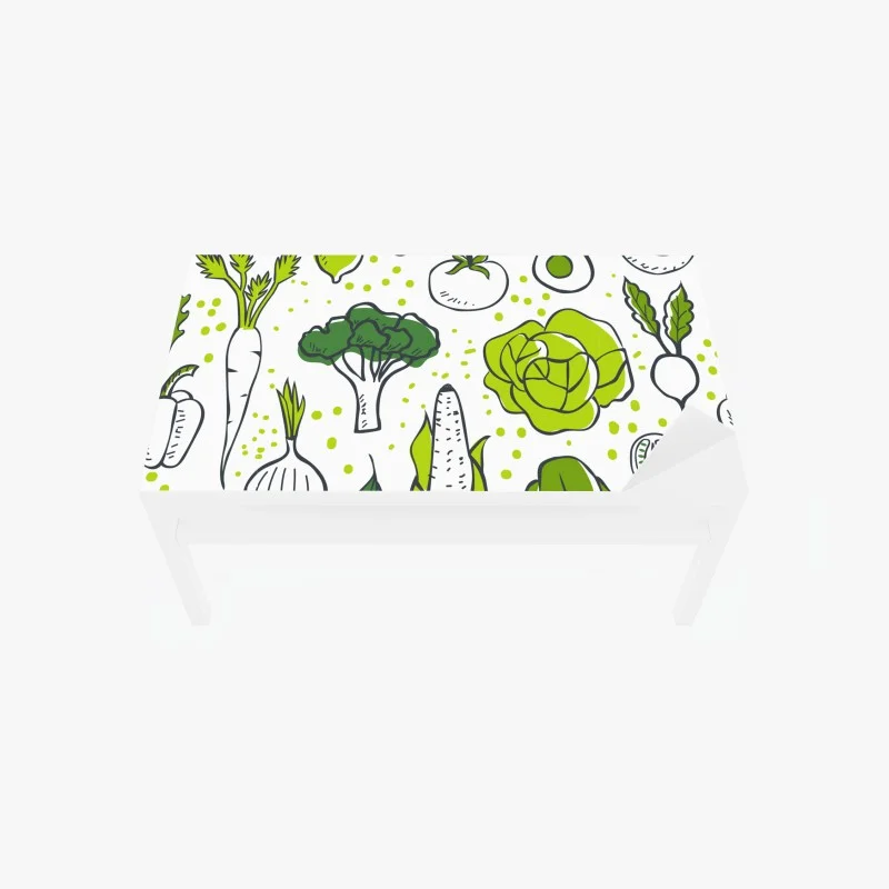Chapa adhesiva para mesa y escritorio patrón de verduras ilustradas en tonos verdes