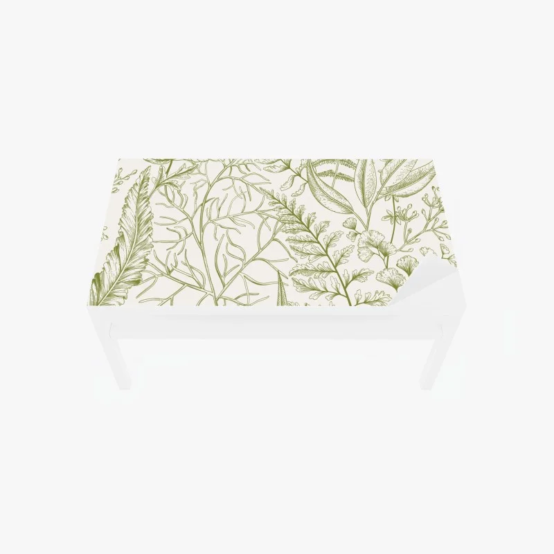 Chapa adhesiva para mesa y escritorio patrón botánico de hojas y helechos