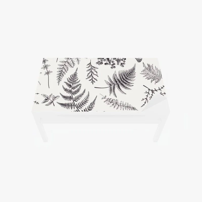 Chapa adhesiva para mesa y escritorio patrón botánico vintage en blanco y negro