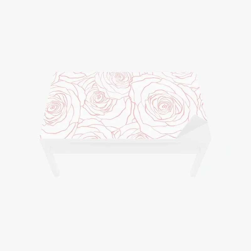 Chapa adhesiva para mesa y escritorio diseño floral de rosas en contorno rosa
