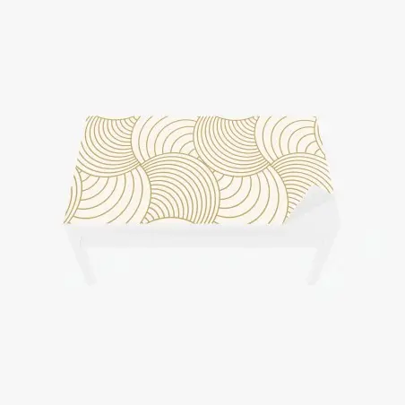 Chapa adhesiva para mesa y escritorio patrón geométrico de círculos dorados sobre fondo crema – Pixers®