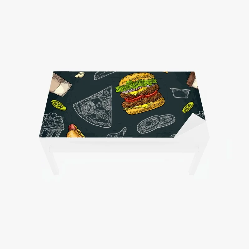 Chapa adhesiva para mesa y escritorio festín de comida rápida estilo retro