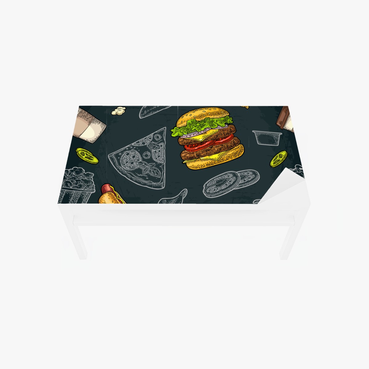 Chapa adhesiva para mesa y escritorio festín de comida rápida estilo retro – Pixers®