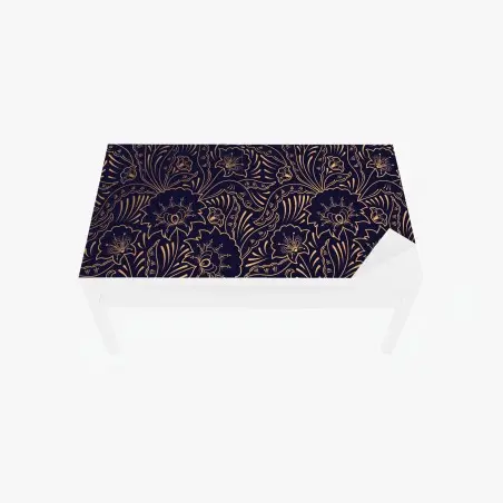 Chapa adhesiva para mesa y escritorio diseño floral dorado sobre fondo azul marino – Pixers®