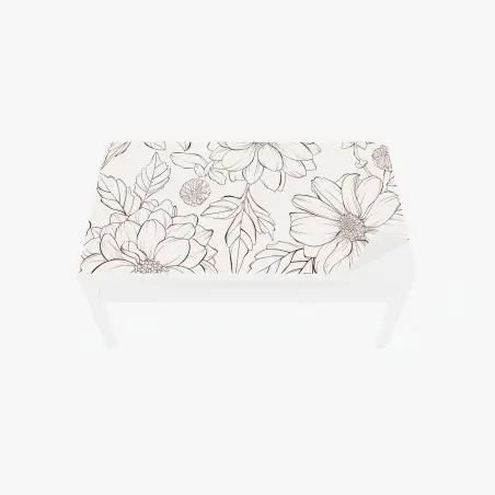 Chapa adhesiva para mesa y escritorio estampado floral delicado en blanco y negro – Pixers®