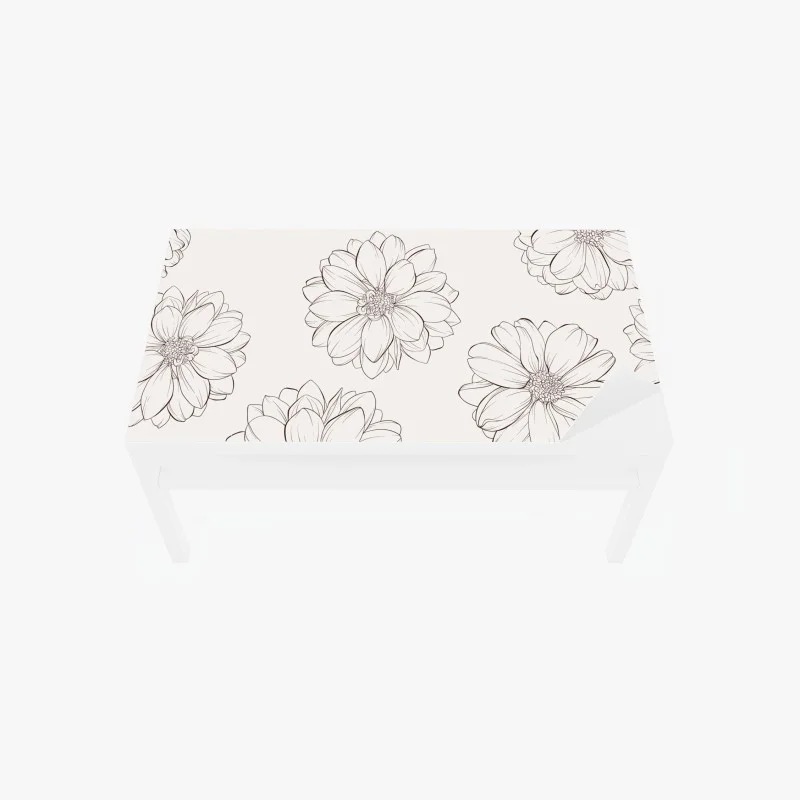 Chapa adhesiva para mesa y escritorio ilustración floral lineal sobre fondo neutro