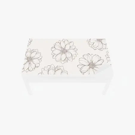 Chapa adhesiva para mesa y escritorio ilustración floral lineal sobre fondo neutro – Pixers®