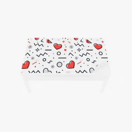 Chapa adhesiva para mesa y escritorio patrón de corazones y formas geométricas estilo memphis – Pixers®