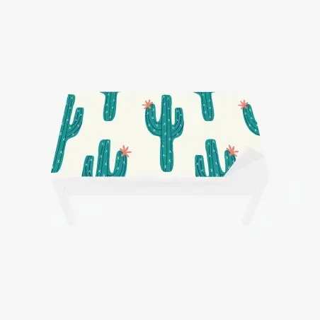 Chapa adhesiva para mesa y escritorio patrón de cactus en tonos turquesa y coral – Pixers®