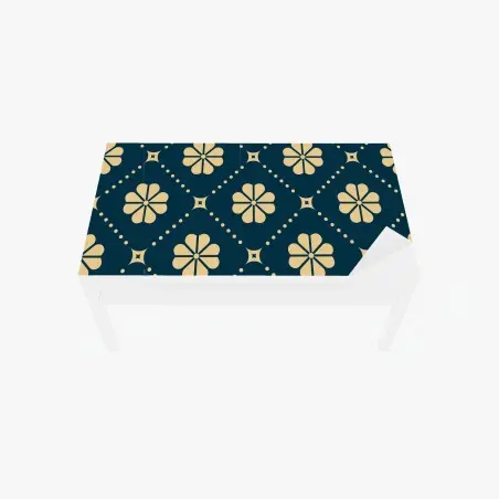 Chapa adhesiva para mesa y escritorio patrón floral geométrico en azul marino y crema – Pixers®