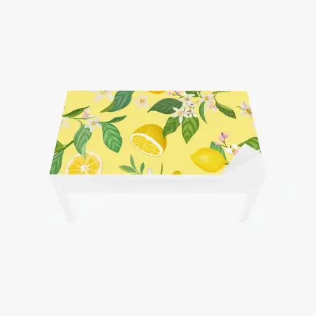 Chapa adhesiva para mesa y escritorio estampado botánico de limones y flores sobre fondo amarillo – Pixers®