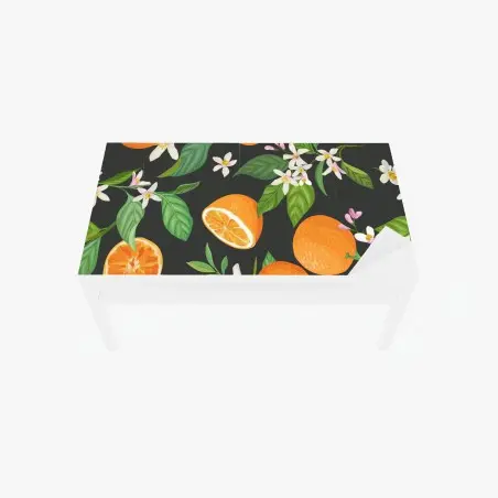 Chapa adhesiva para mesa y escritorio estampado de naranjas y flores sobre fondo oscuro – Pixers®