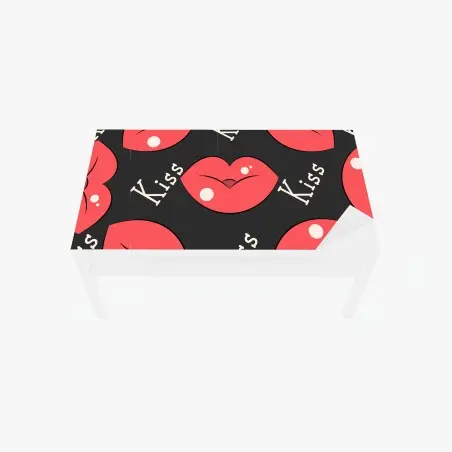 Chapa adhesiva para mesa y escritorio patrón de labios y besos en tonos rojos – Pixers®