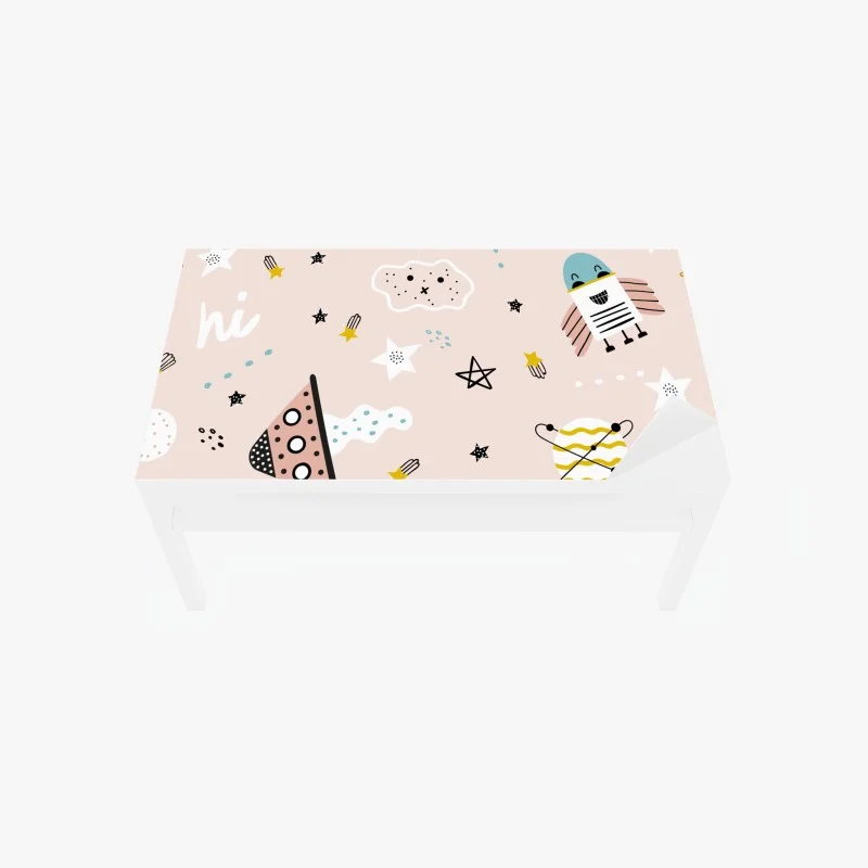 Chapa adhesiva para mesa y escritorio diseño espacial divertido en tonos pastel