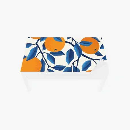 Chapa adhesiva para mesa y escritorio estampado de naranjas y hojas azules – Pixers®