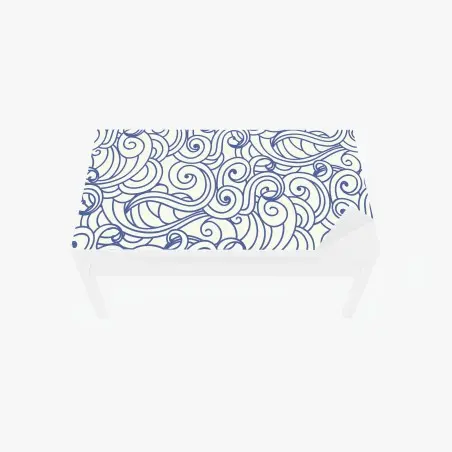 Chapa adhesiva para mesa y escritorio patrón de olas ornamentales en azul – Pixers®