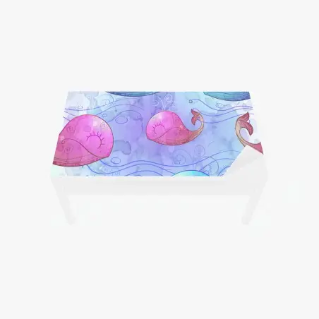 Chapa adhesiva para mesa y escritorio ballenas acuareladas en tonos pastel para decoración infantil – Pixers®
