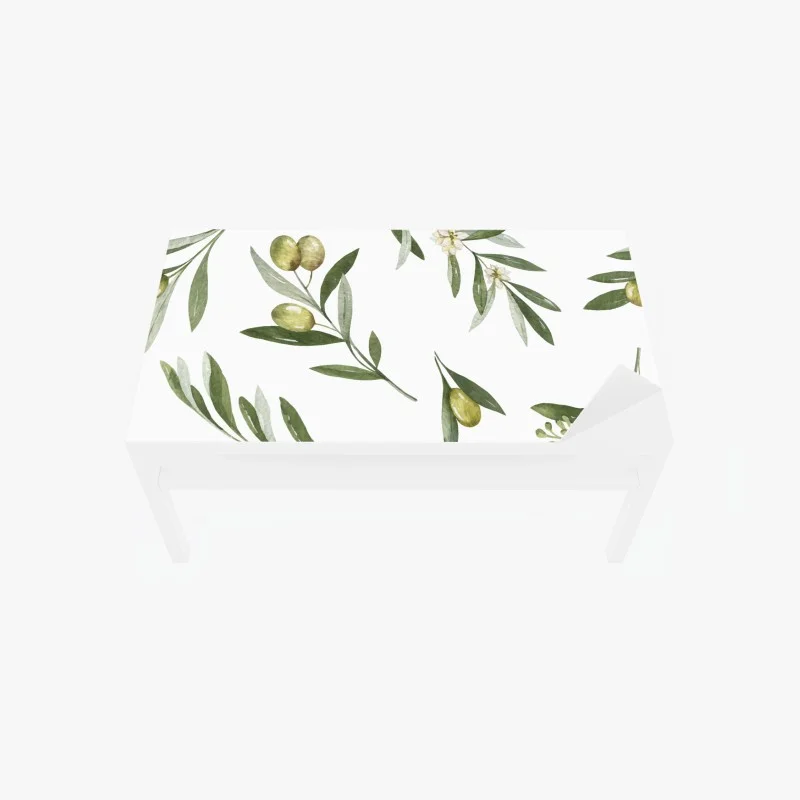 Chapa adhesiva para mesa y escritorio patrón de ramas de olivo en acuarela