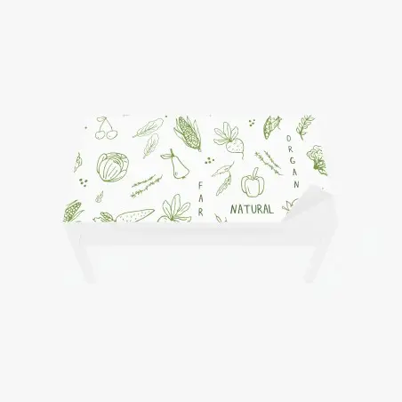 Chapa adhesiva para mesa y escritorio diseño orgánico de frutas y verduras en trazos verdes – Pixers®