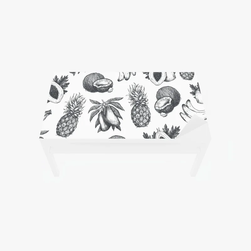 Chapa adhesiva para mesa y escritorio patrón de frutas tropicales en estilo boceto