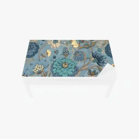 Chapa adhesiva para mesa y escritorio patrón floral vintage en tonos azules y turquesa – Pixers®