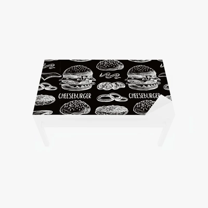 Chapa adhesiva para mesa y escritorio patrón de hamburguesas estilo pizarra