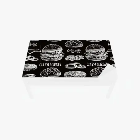 Chapa adhesiva para mesa y escritorio patrón de hamburguesas estilo pizarra – Pixers®