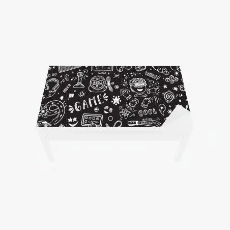 Chapa adhesiva para mesa y escritorio diseño doodle de videojuegos sobre fondo oscuro – Pixers®