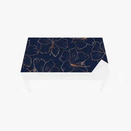 Chapa adhesiva para mesa y escritorio diseño floral noche azul con contornos dorados – Pixers®