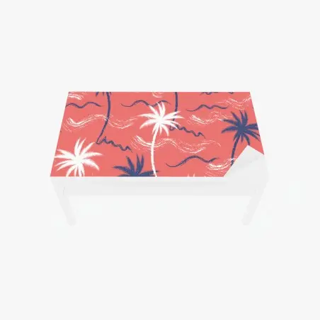 Chapa adhesiva para mesa y escritorio diseño tropical de palmeras en coral – Pixers®