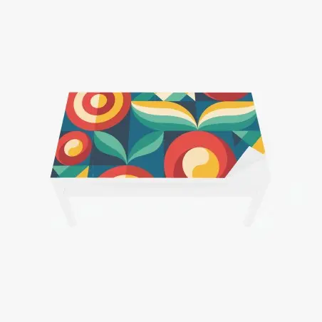 Chapa adhesiva para mesa y escritorio patrón floral geométrico en tonos cálidos – Pixers®