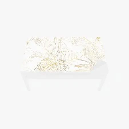 Chapa adhesiva para mesa y escritorio diseño botánico dorado sobre blanco – Pixers®