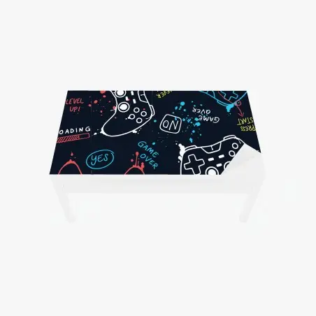 Chapa adhesiva para mesa y escritorio patrón gamer en colores neón sobre fondo oscuro – Pixers®
