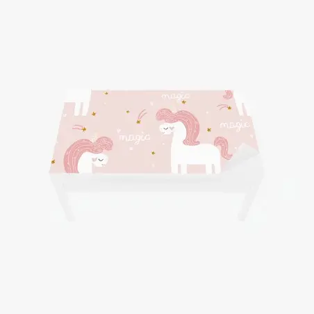 Chapa adhesiva para mesa y escritorio diseño de unicornios rosas y estrellas doradas – Pixers®