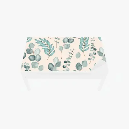 Chapa adhesiva para mesa y escritorio patrón de hojas de eucalipto en tonos verde azulado – Pixers®