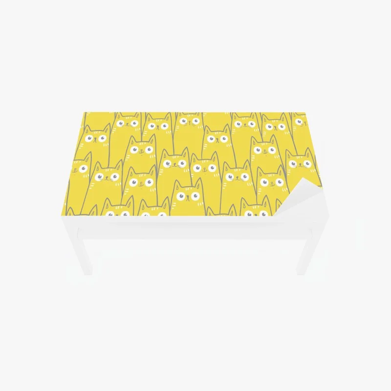Chapa adhesiva para mesa y escritorio patrón encantador de gatos amarillos