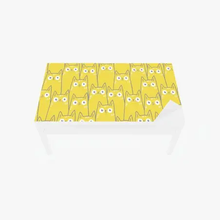 Chapa adhesiva para mesa y escritorio patrón encantador de gatos amarillos – Pixers®