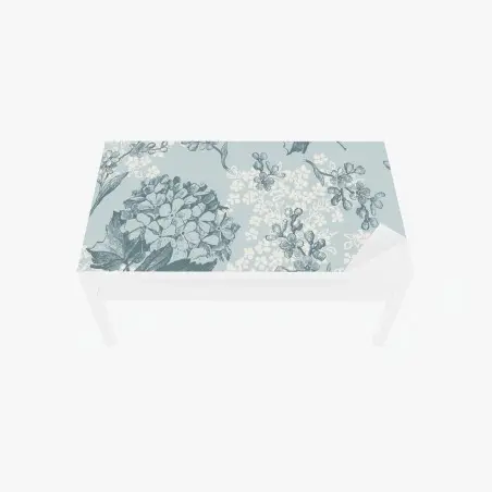 Chapa adhesiva para mesa y escritorio estampado botánico de hortensias en tonos azules – Pixers®