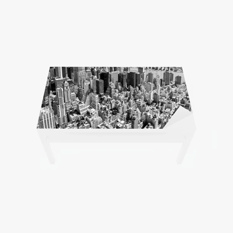 Chapa adhesiva para mesa y escritorio panorámica aérea de Manhattan, Nueva York en blanco y negro