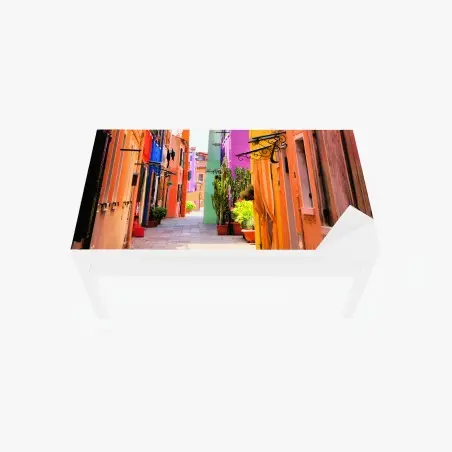 Chapa adhesiva para mesa y escritorio callejón de fachadas coloridas – Pixers®