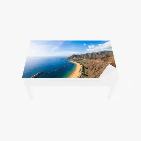 Chapa adhesiva para mesa y escritorio panorámica costera de Las Teresitas, Tenerife – Pixers®